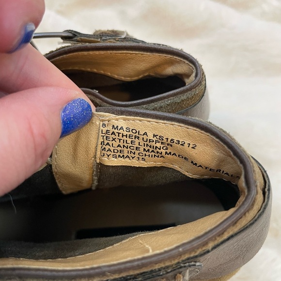 Kensie Masola Womens 8M Leather Ankle Boots Fringe Heels Bootie Brown Suede - Picture 5 of 8